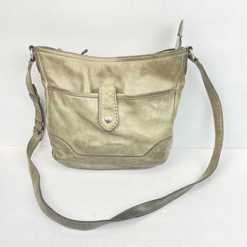 Frye Melissa button leather Crossbody Bag antique… - image 1