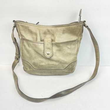 Frye Melissa button leather Crossbody Bag antique… - image 1