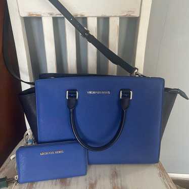 Michael Kors Royal Blue Purse and Wallet - image 1