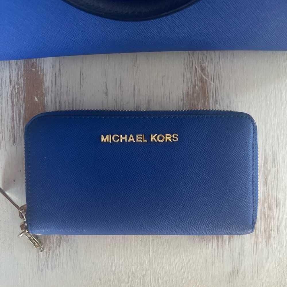 Michael Kors Royal Blue Purse and Wallet - image 2