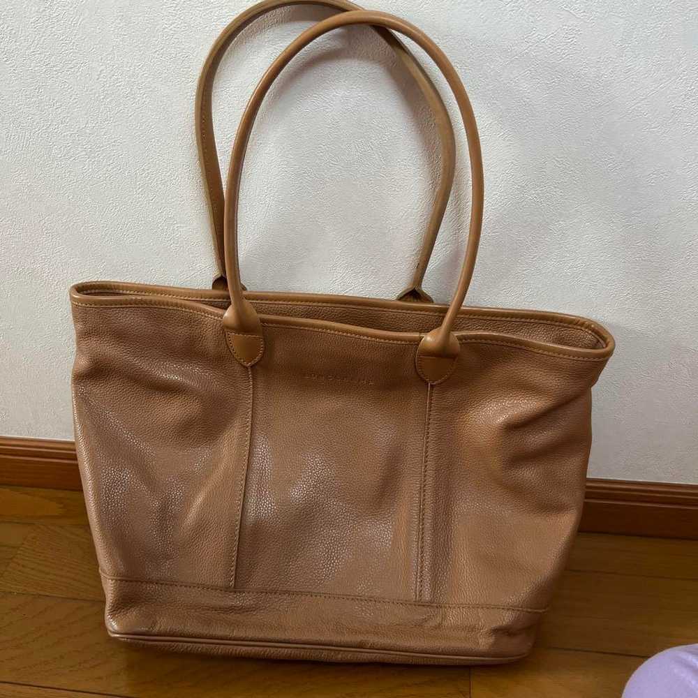 Longchamp Handbag Tote Bag Leather Beige Wood - image 6