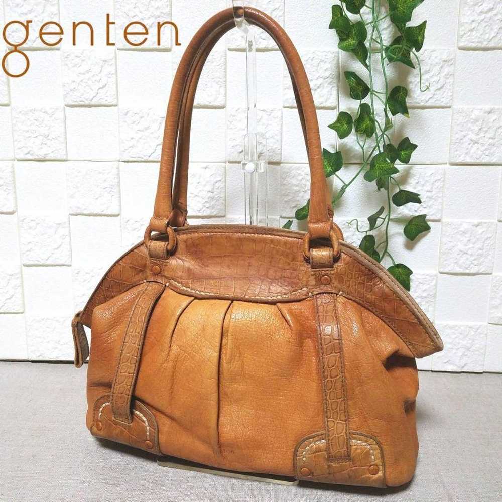 【Beautiful Condition】genten Handbag Leather Tote … - image 1