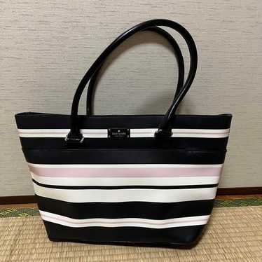 Kate Spade Stripe Pink Border Tote Bag A4 Pocket - image 1