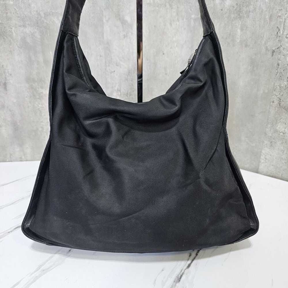 Vintage 90s DKNY Black Canvas Leather Hobo Should… - image 12