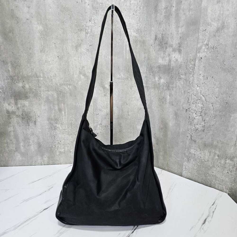 Vintage 90s DKNY Black Canvas Leather Hobo Should… - image 2