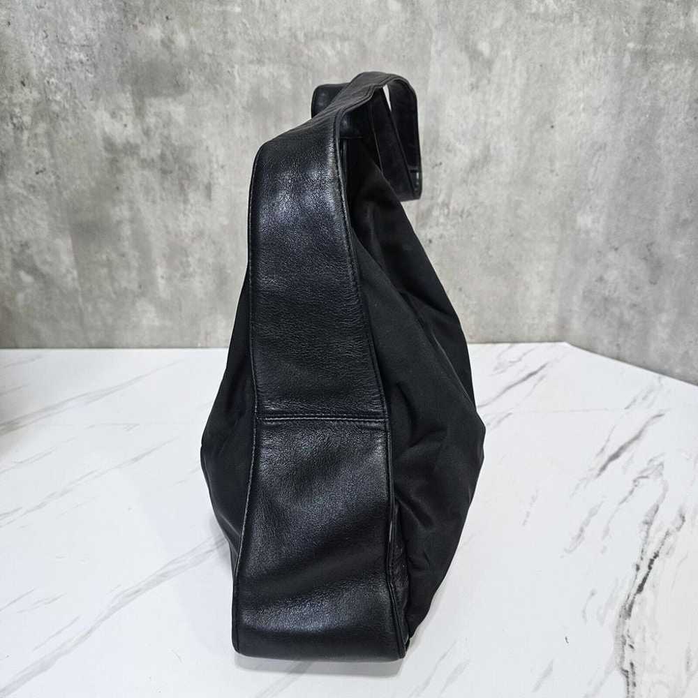 Vintage 90s DKNY Black Canvas Leather Hobo Should… - image 4