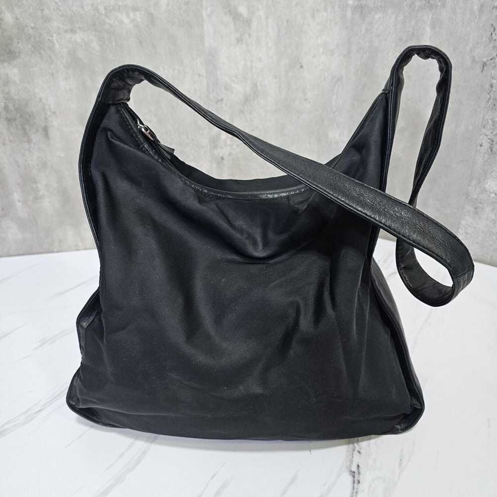 Vintage 90s DKNY Black Canvas Leather Hobo Should… - image 9