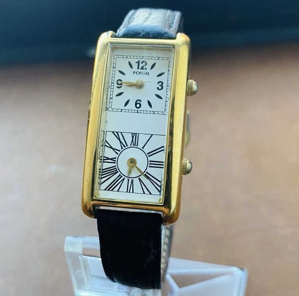 Fossil 1995 FOSSIL TWO DIAL ART DECO FOSSIL WATCH… - image 1