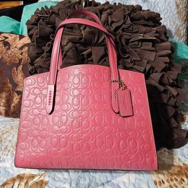 Coach Charlie Medium Carryall outlet Pink Leather Tote/ Crossbody