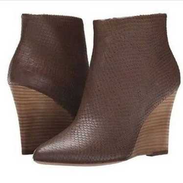 Joie Jalena Embossed Pointy Wedge Leather Boots S… - image 1