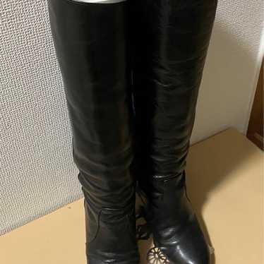 Tomorrowland Black Leather Long Boots with Buckle - image 1