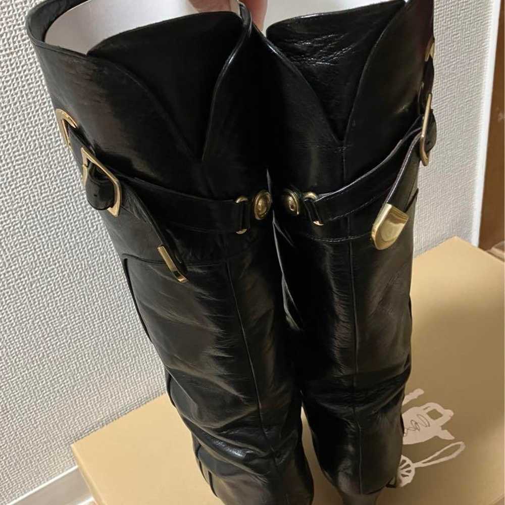 Tomorrowland Black Leather Long Boots with Buckle - image 4