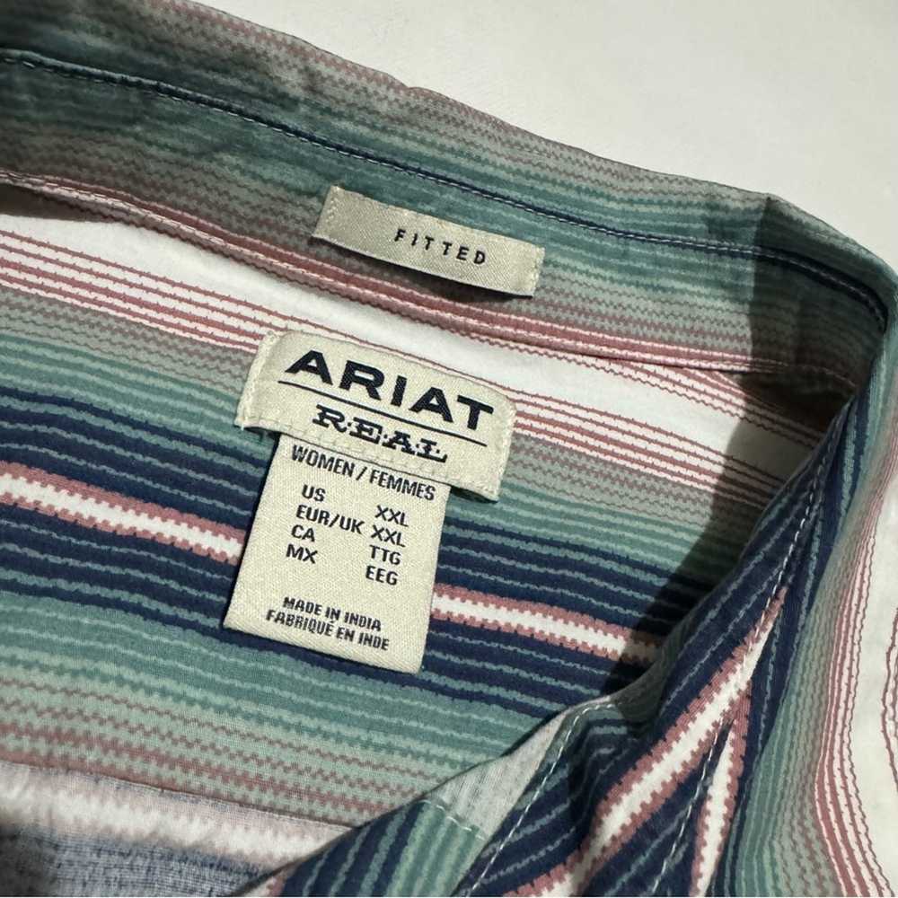 Ariat Button Front Teal Stripe Fitted Shirt Women… - image 2