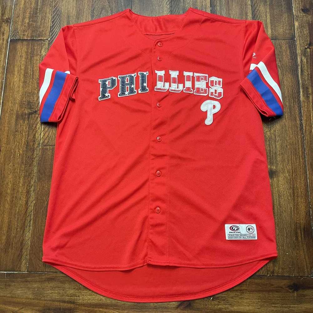 Rare PHILADELPHIA PHILLIES JERSEY SEWN MENS L TRU… - image 2