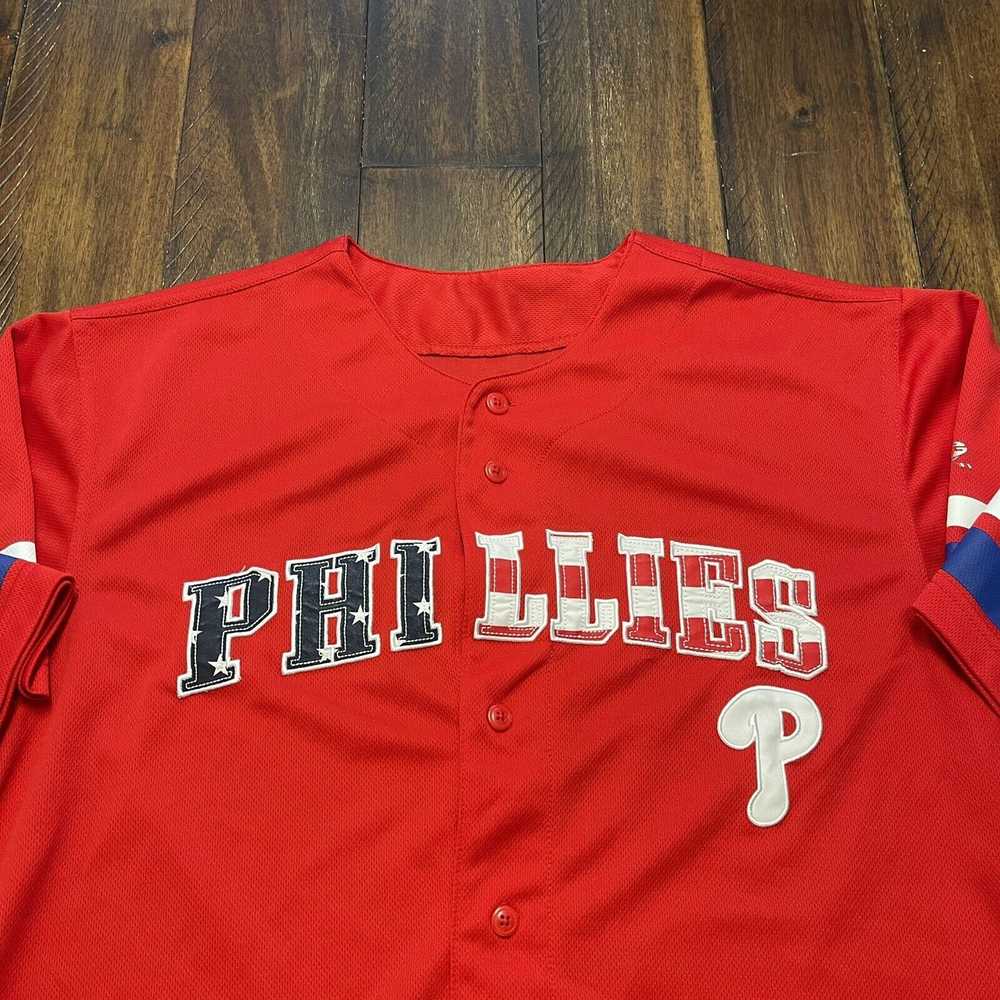 Rare PHILADELPHIA PHILLIES JERSEY SEWN MENS L TRU… - image 3