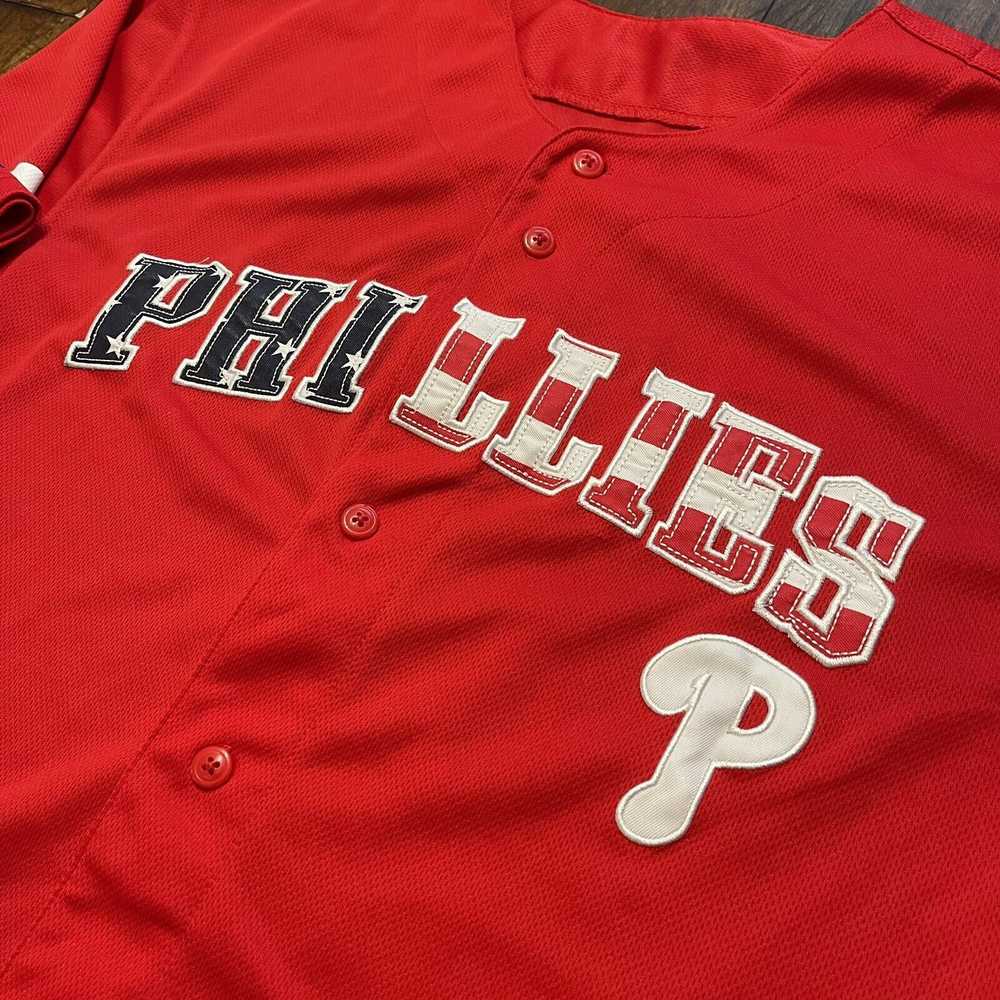 Rare PHILADELPHIA PHILLIES JERSEY SEWN MENS L TRU… - image 5