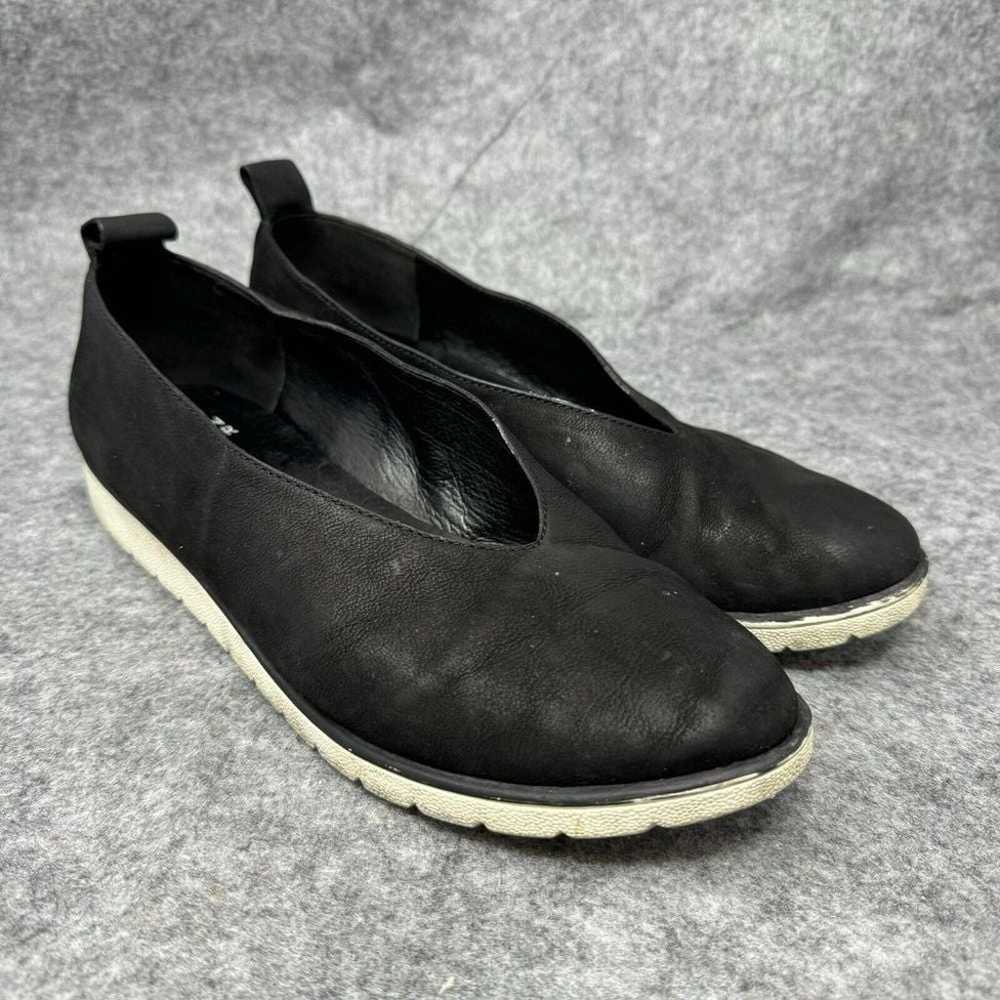 Eileen Fisher Humor Black Suede Wedge Ballet Flat… - image 1