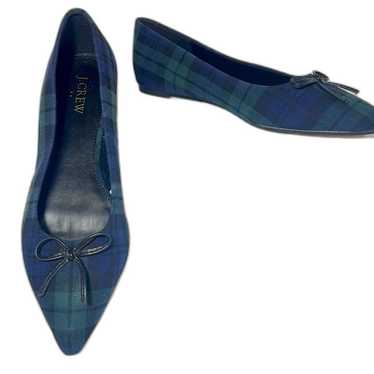 J Crew black watch plaid pointed toe ballet flats… - image 1