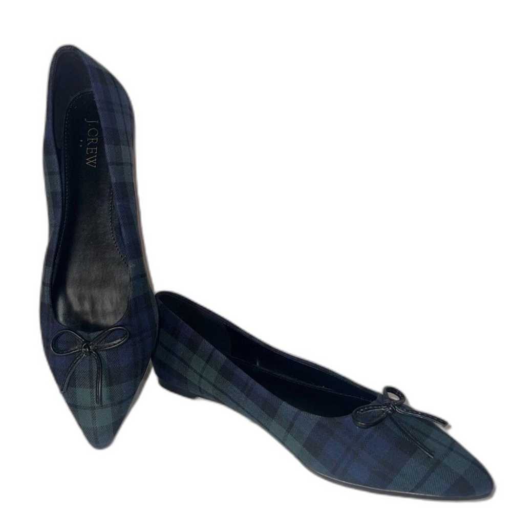 J Crew black watch plaid pointed toe ballet flats… - image 3