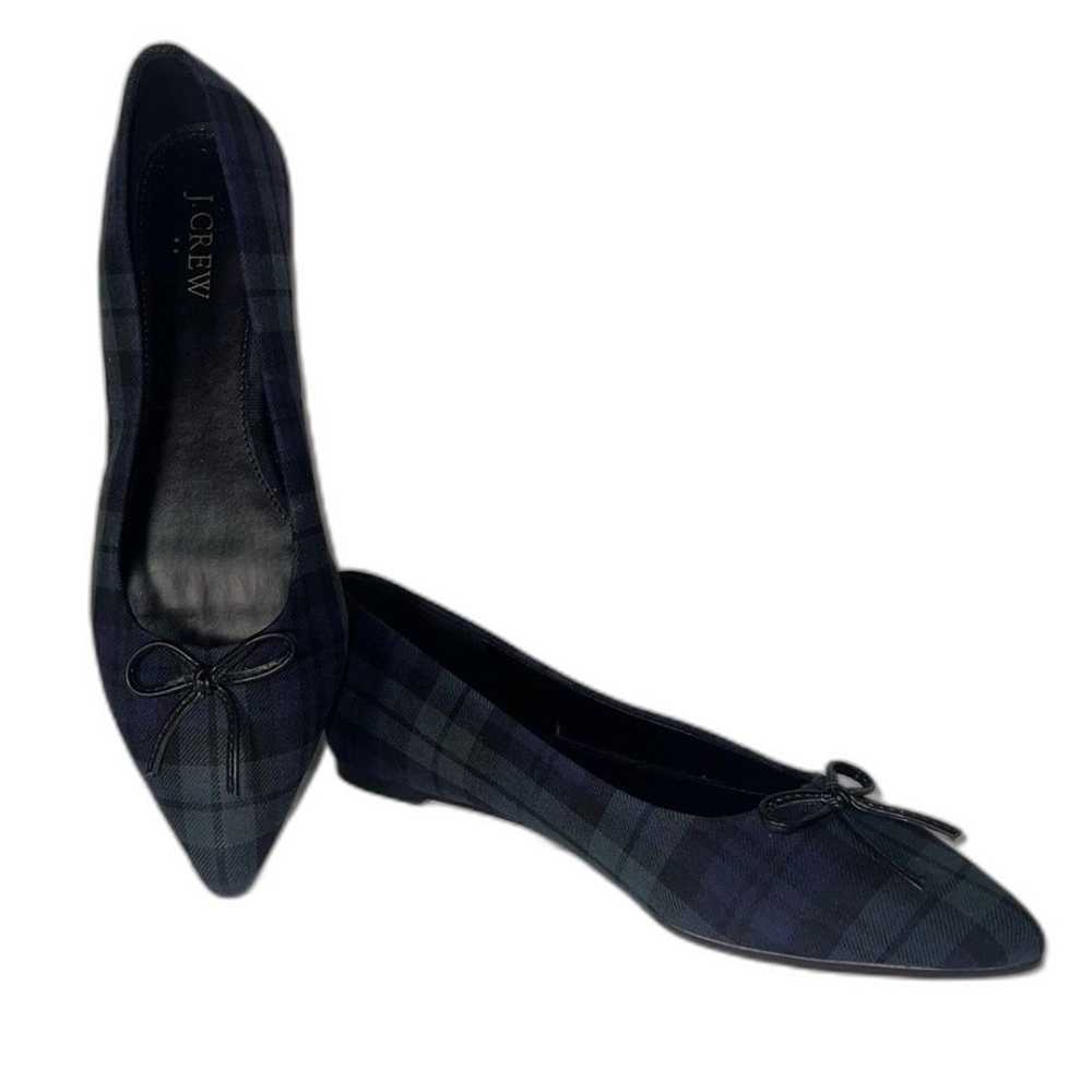 J Crew black watch plaid pointed toe ballet flats… - image 4