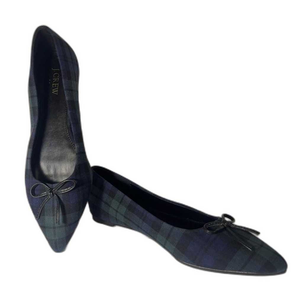 J Crew black watch plaid pointed toe ballet flats… - image 5