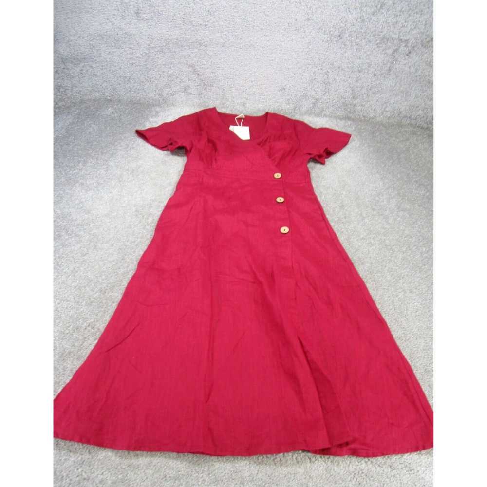 Vintage Red Linen Small Womens Shift Dress in Tim… - image 1