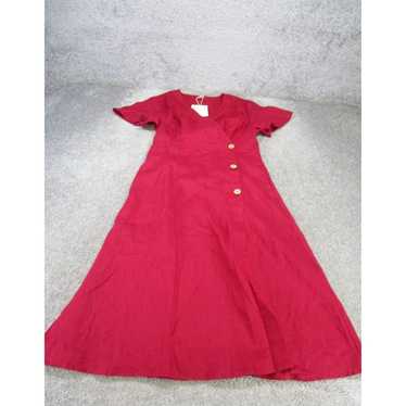 Vintage Red Linen Small Womens Shift Dress in Tim… - image 1