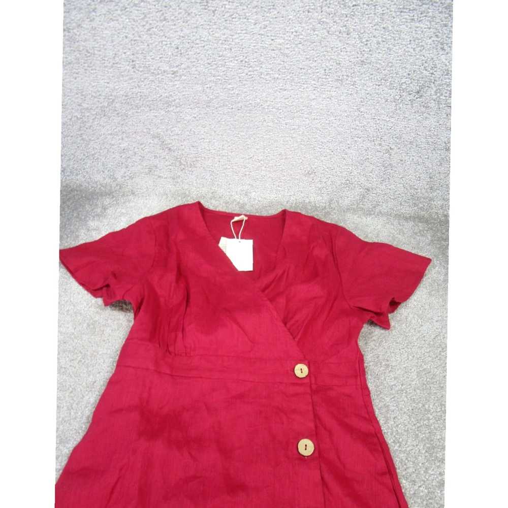 Vintage Red Linen Small Womens Shift Dress in Tim… - image 2