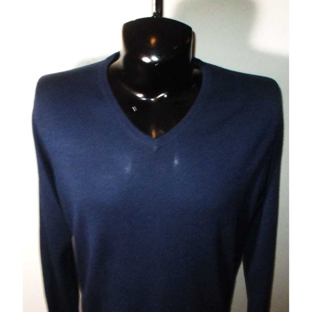 J.Crew Luxurious Blue Merino Wool V Neck Sweater … - image 2