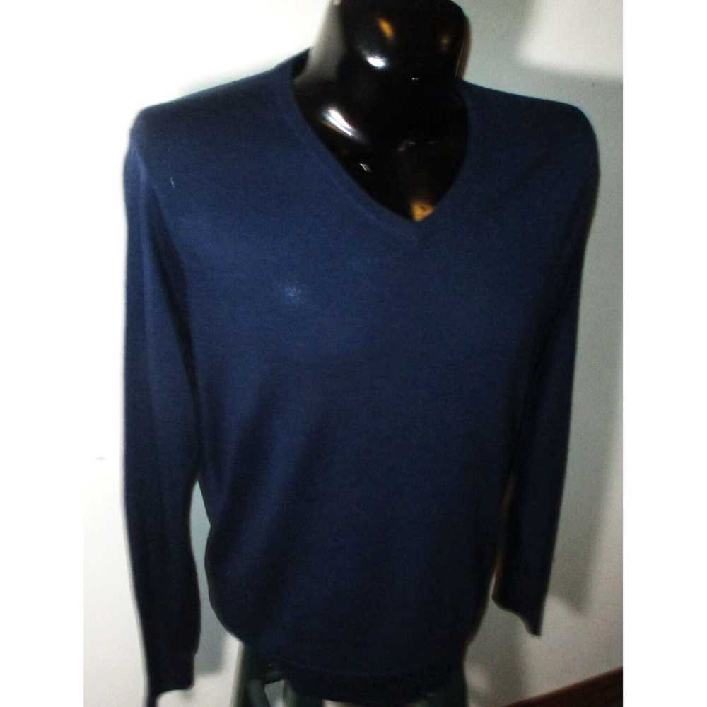 J.Crew Luxurious Blue Merino Wool V Neck Sweater … - image 3