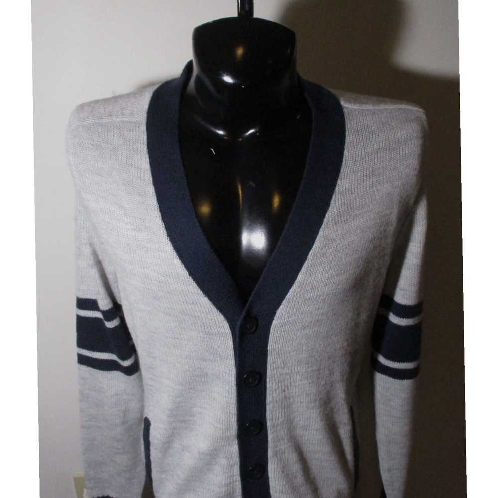 Blend Gray Blue Wool Blend Cardigan Sweater for M… - image 2