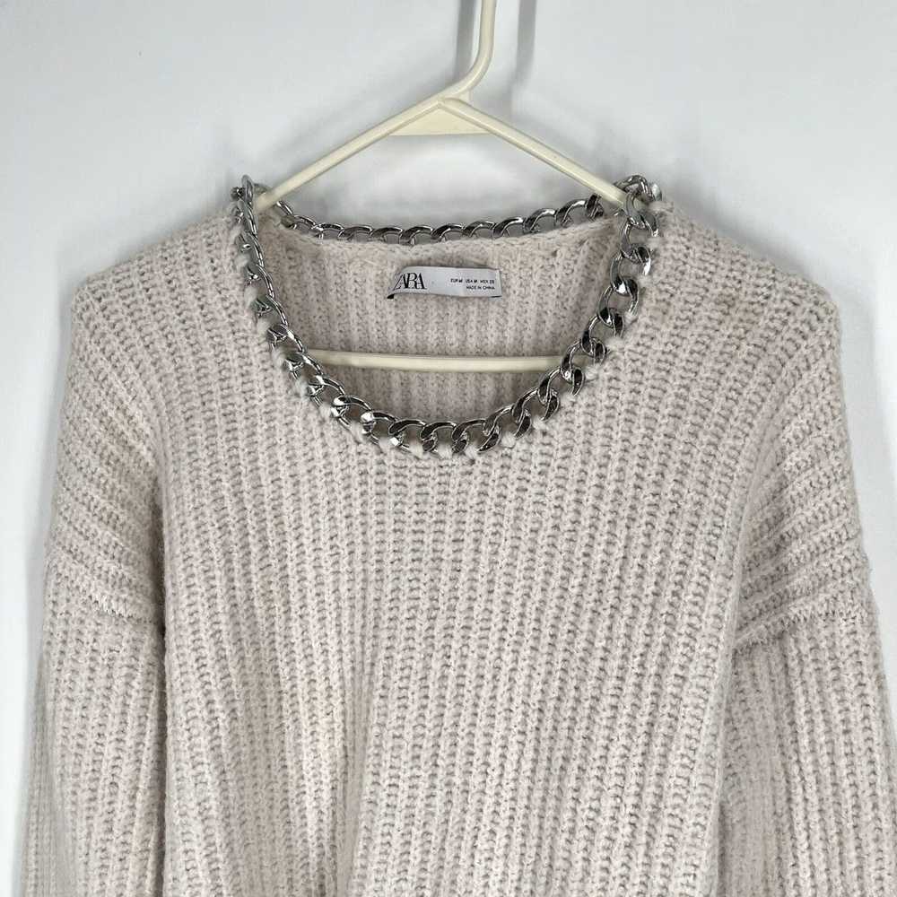 Zara Zara Womens Cream Chain Cropped Long Sleeve … - image 2