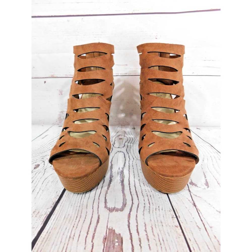 Wedge Open Toe Heels Hot Tomato Sz 9.5 Brown Pre-… - image 2