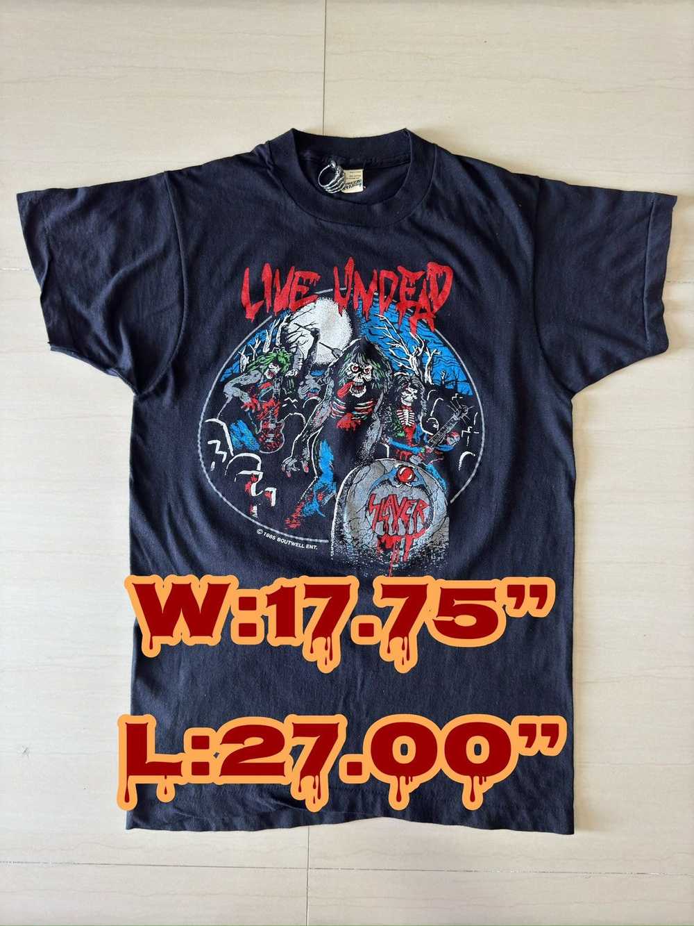 Band Tees × Made In Usa × Vintage 1985 Slayer Liv… - image 1