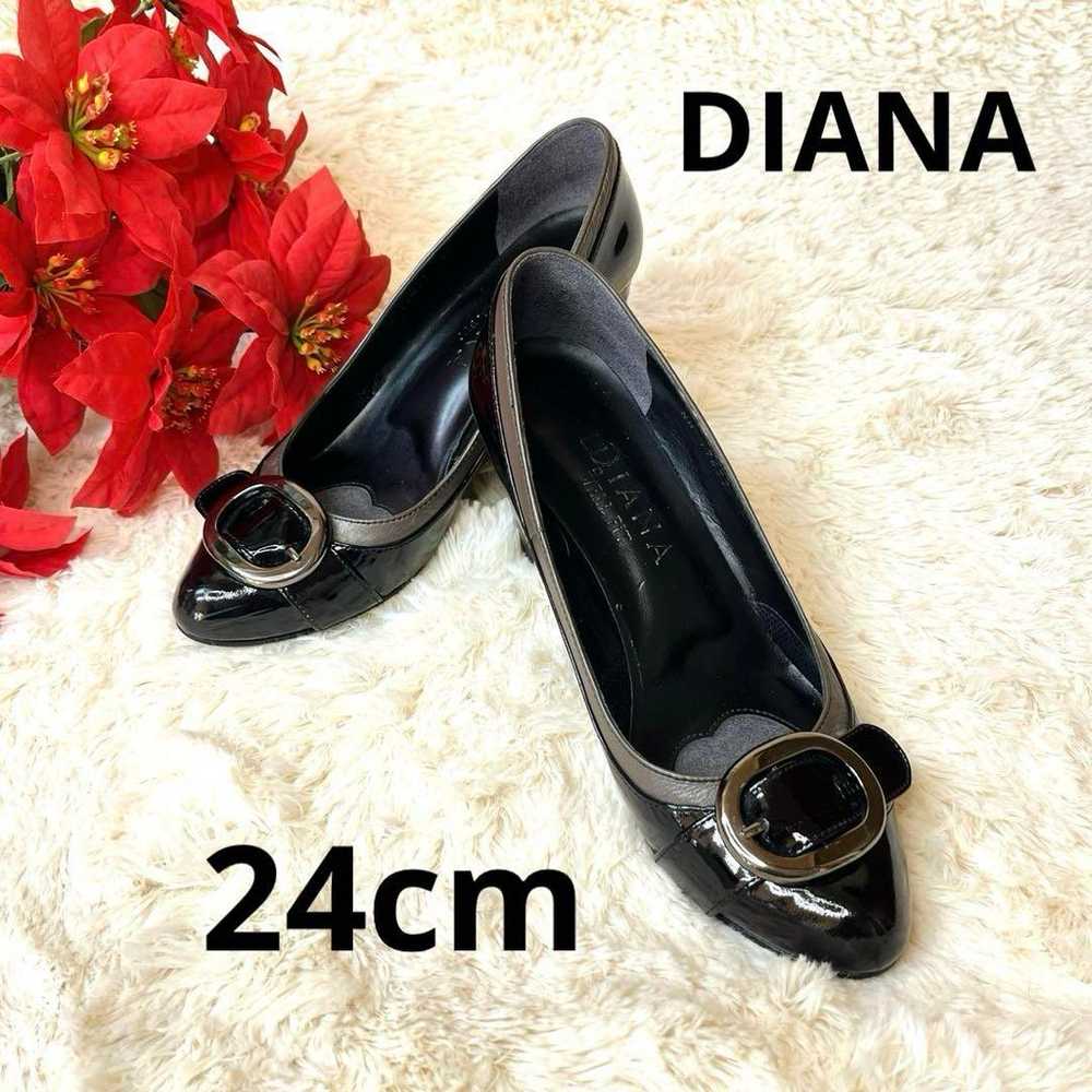 【DIANA】Pumps, patent leather, black, 24cm, wedge … - image 1