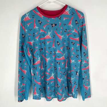 Vintage Allie Burke Womens Blue ￼All Over Print O… - image 1