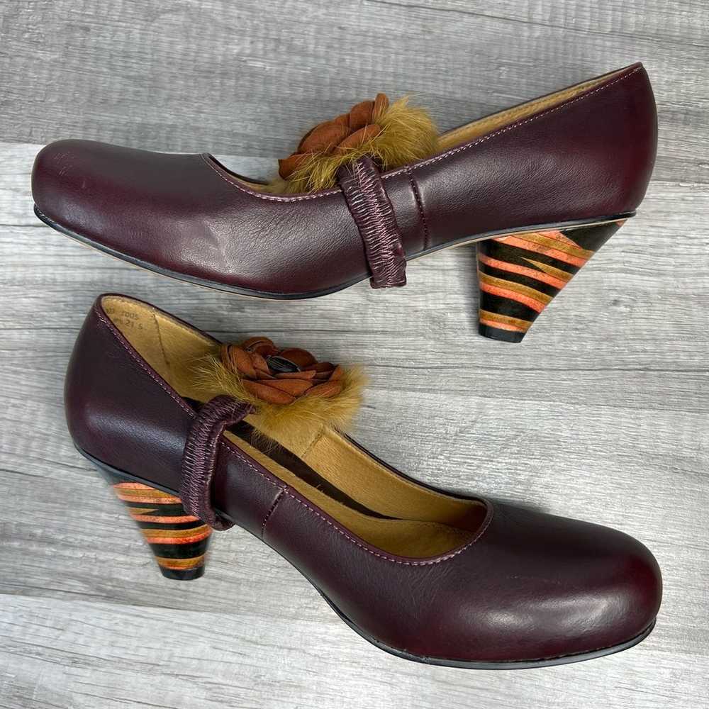 J Shoes Dorothy Leather Mary Jane Burgundy Pumps … - image 3