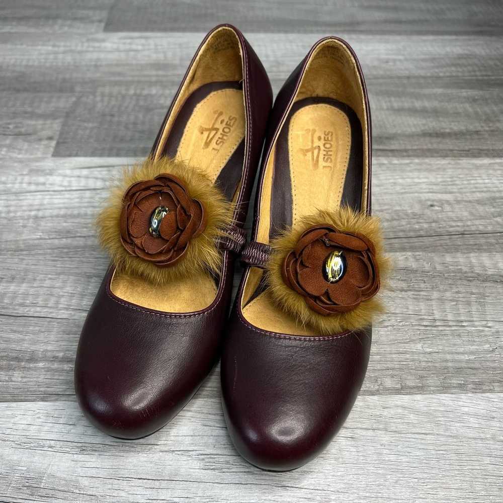 J Shoes Dorothy Leather Mary Jane Burgundy Pumps … - image 4