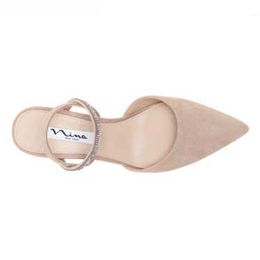 Nina Alamo Tan Suedette Mid Heel Closed Toe Pump