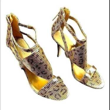 NWOT Nine West Shiny Embossed Leopard Leather Ope… - image 1