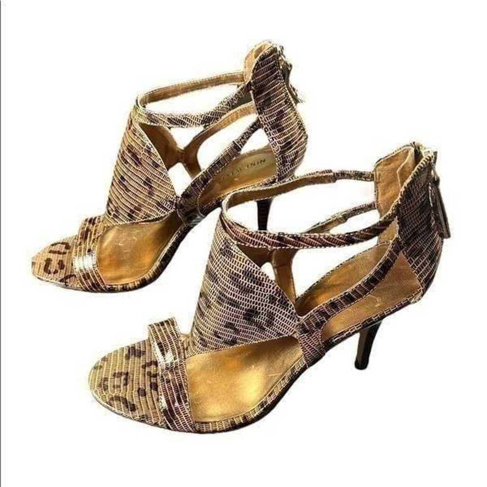 NWOT Nine West Shiny Embossed Leopard Leather Ope… - image 4