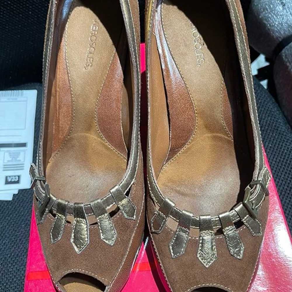 Aerosoles High End Bronze Combo Suede Heels Style… - image 1