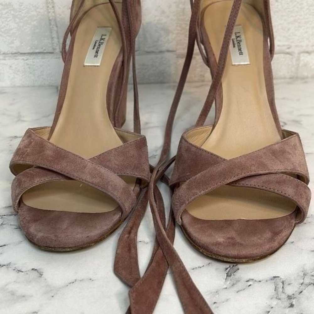 LK Bennett Pink Suede Wedges with Ankle Tie 40 - image 3