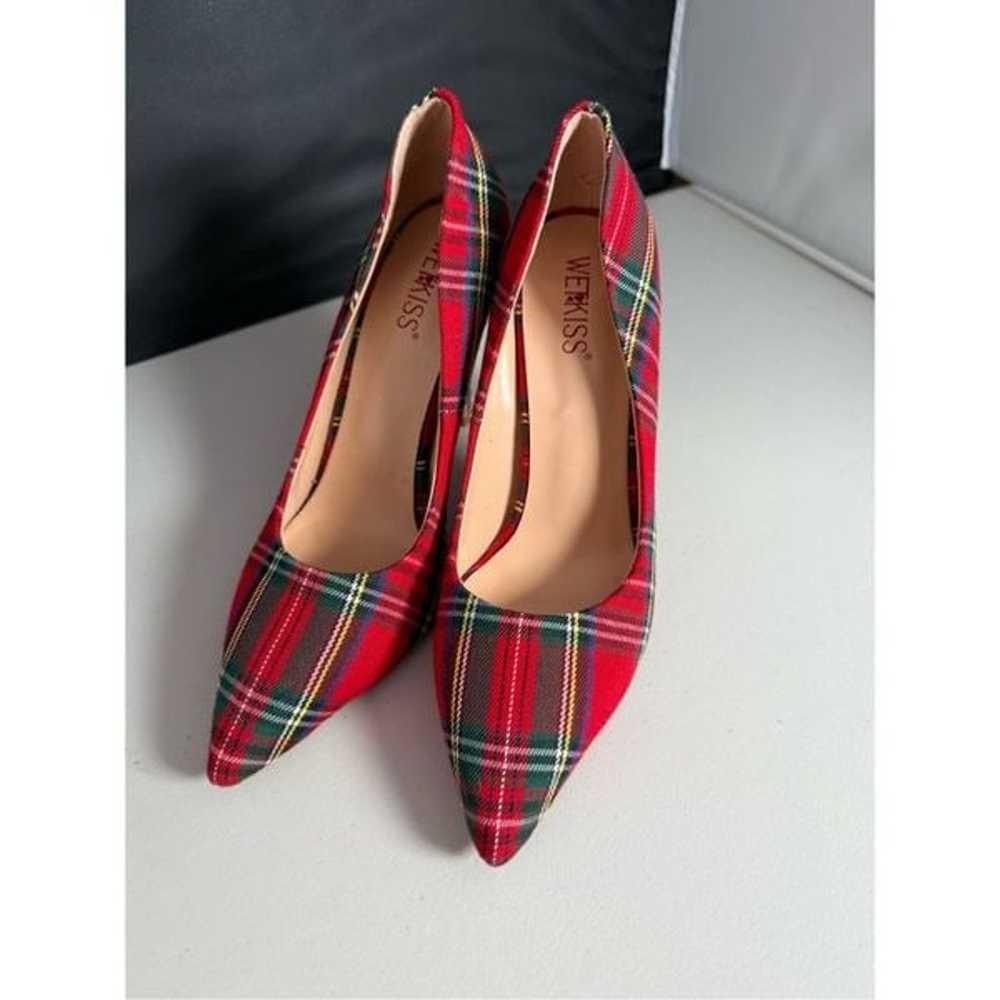 Wet Kiss Tartan Christmas Plaid Pumps Womens 9 Re… - image 2