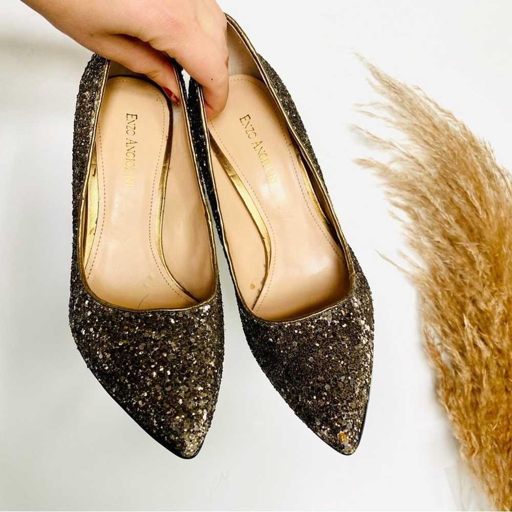 ENZO ANGIOLINI Gold Sequins Sparkle Pointy Toe Me… - image 9