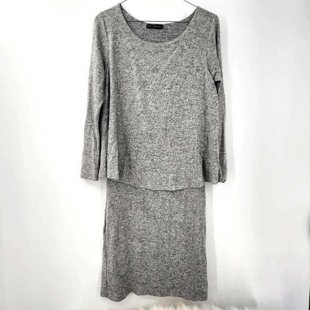 NALLY & MILLIE Gray Layered Long Sleeve Dress Wom… - image 1