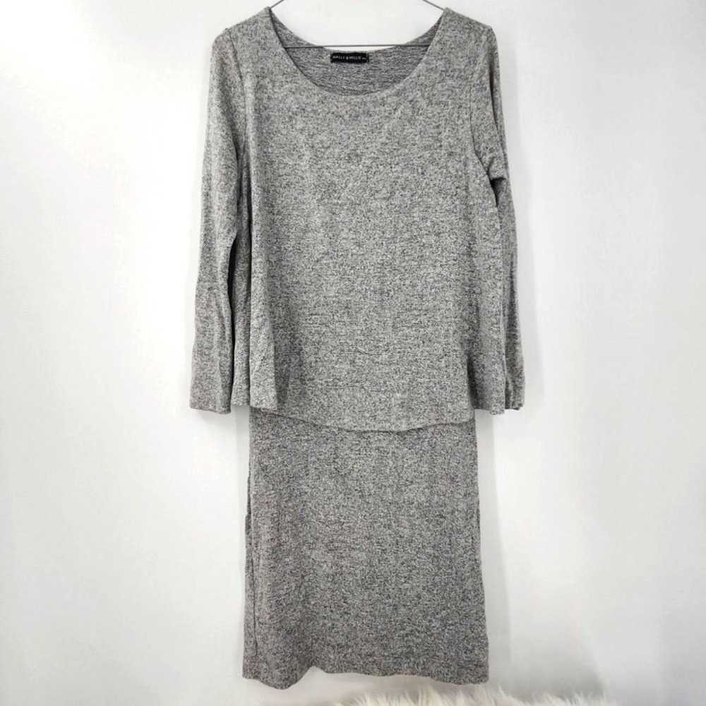 NALLY & MILLIE Gray Layered Long Sleeve Dress Wom… - image 2