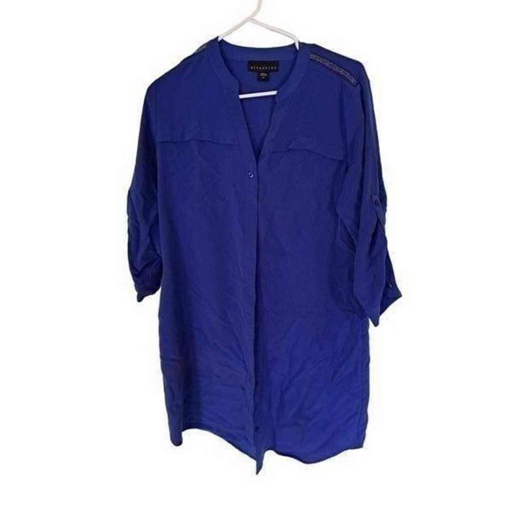 ATTENTION Blue Long sleeve T-shirt button down dr… - image 1