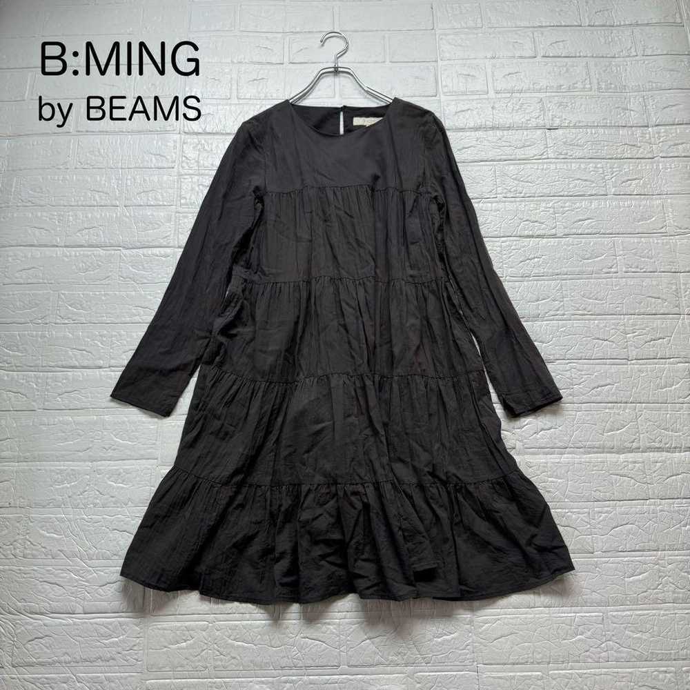 Bming by Beams Long Sleeve Tiered Tunic Dress Gra… - image 1