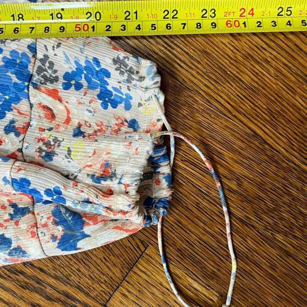 REBECCA TAYLOR 100% Silk Blue Peach Floral Pocket… - image 7